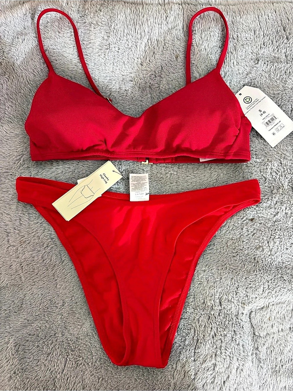 No Boundaries Cheeky High Leg Red Bikini Set Size Small and Large bottom availab